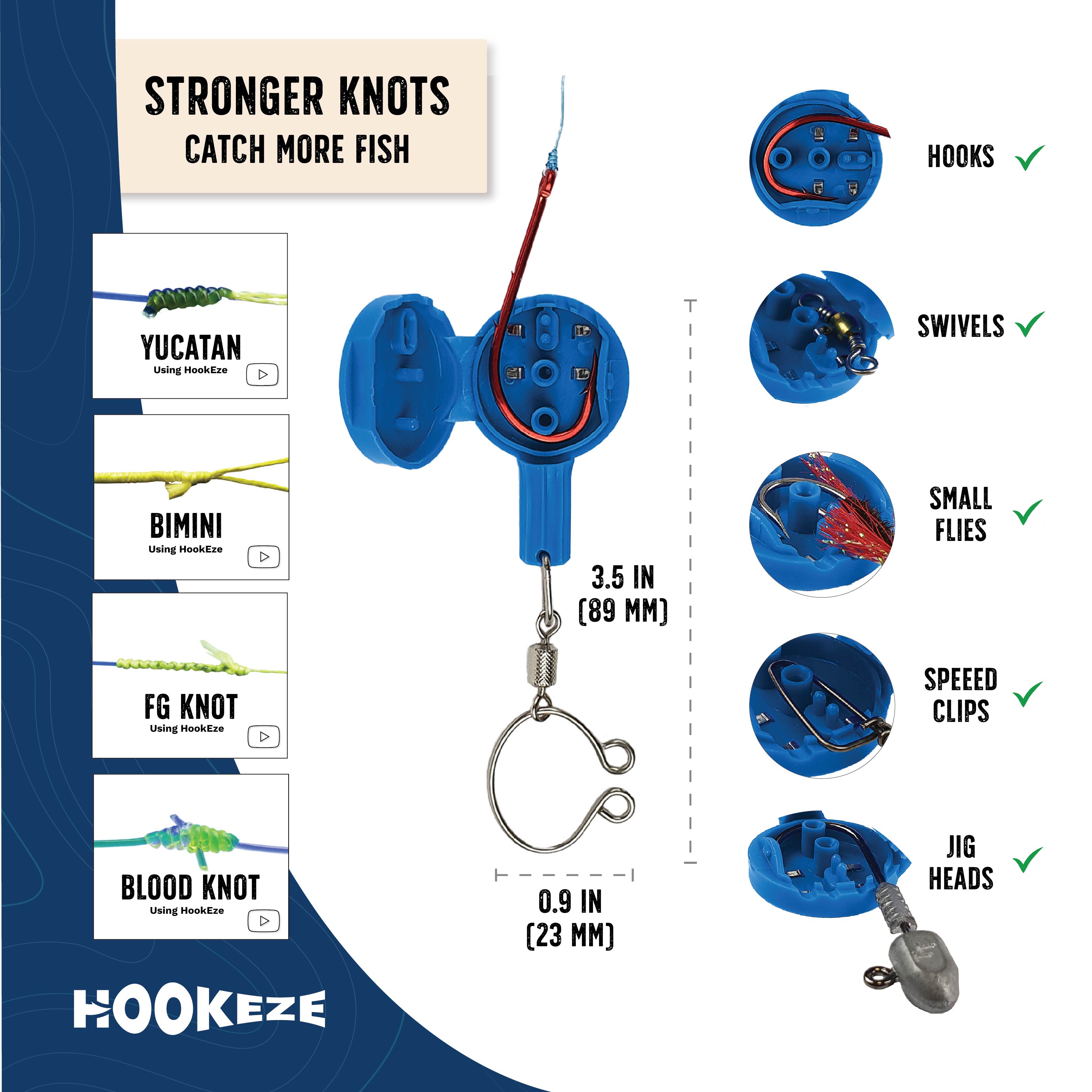 HookEze Fishing Knot Tying Tool (Large) | Pack of 2