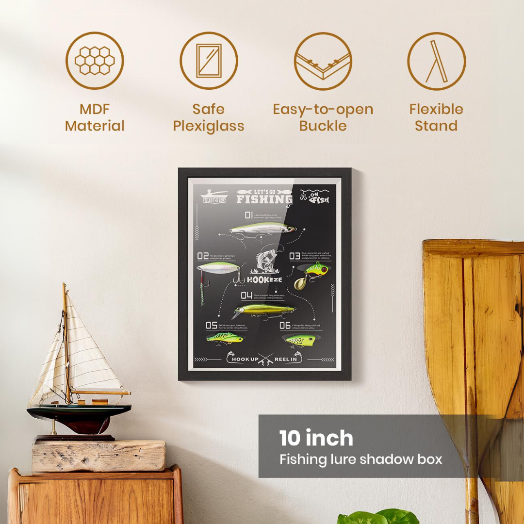 HookEze Fishing Lures Shadow Box | 6 Bass Fishing Baits for Topwater