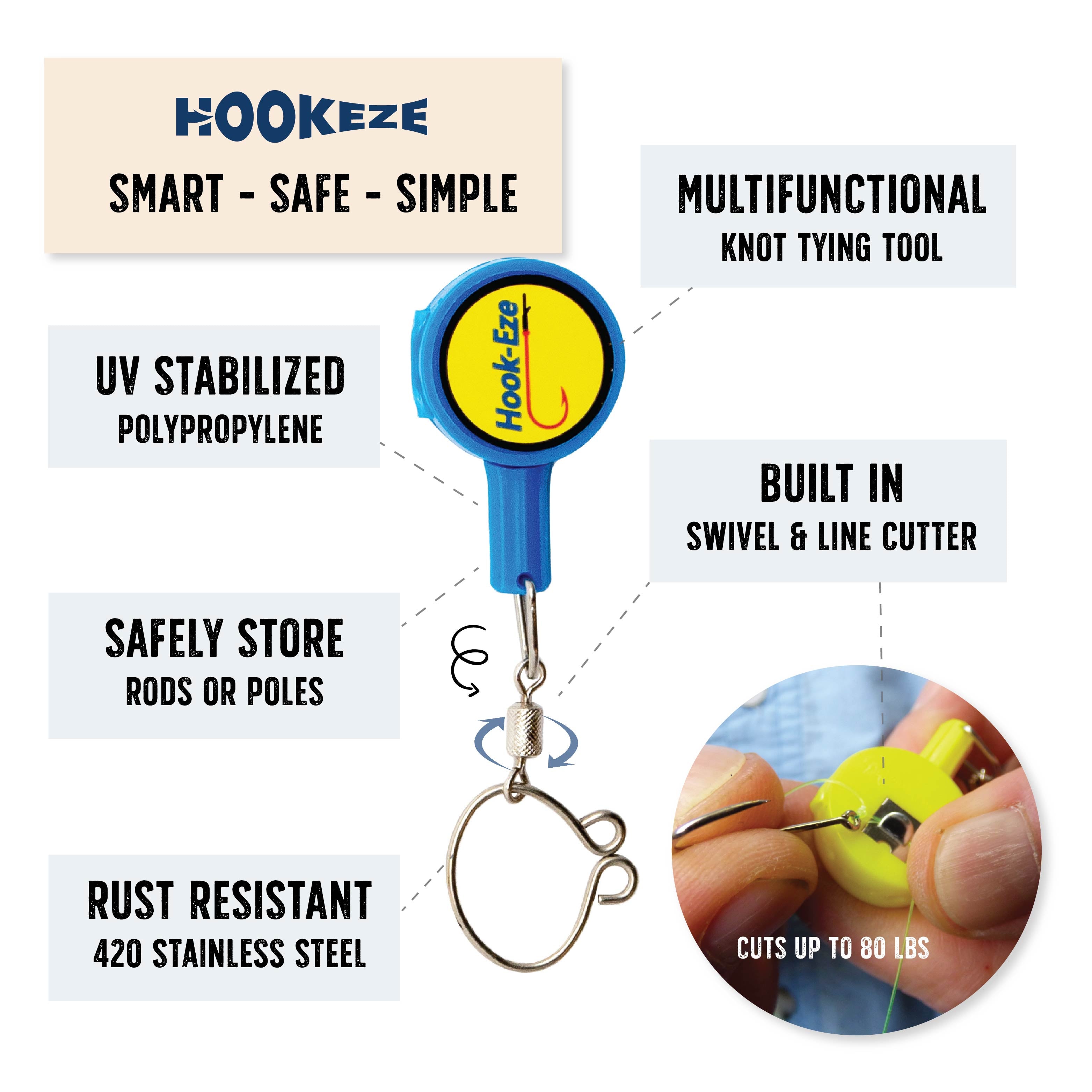HookEze Fishing Knot Tying Tool (Standard & Large) | Pack of 4